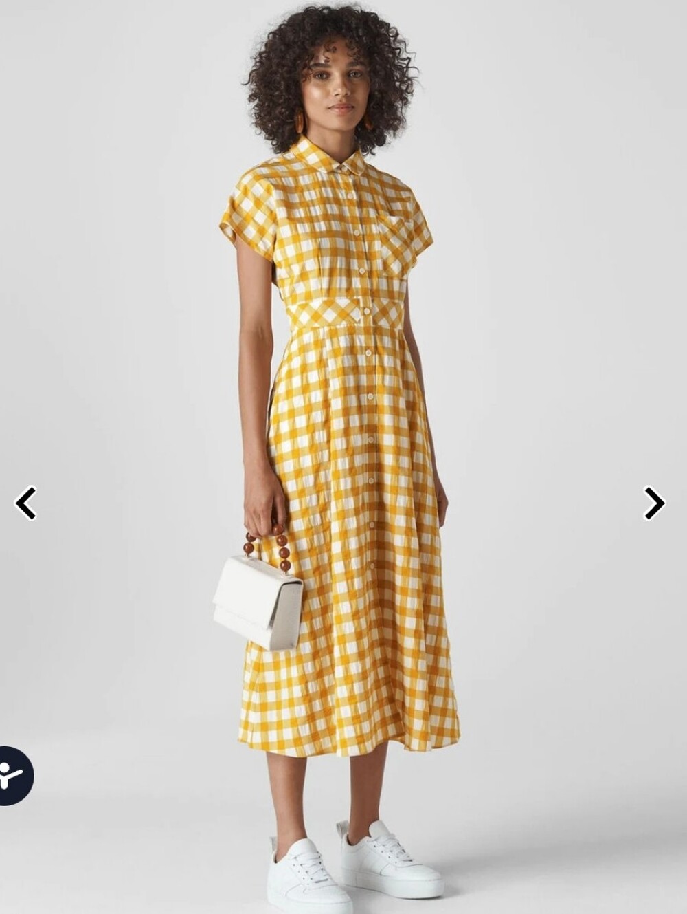 Whistles Yellow & White Gingham Ilana Check Shirt Dress Msrp $319